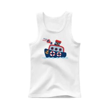 Imagem de Camiseta Sem Mangas De Algodão Para Menino Com Estampa De Barco, Top D