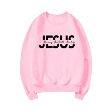 Imagem de Moletom Cristão Feminino Jesus a via a Verdade a Vida Suéter Religioso