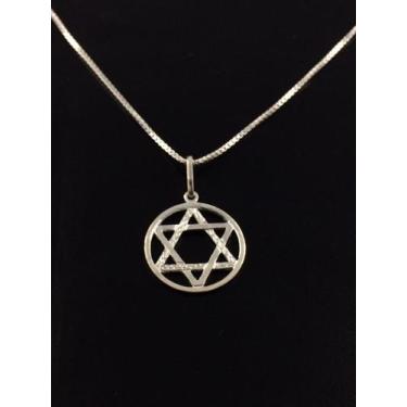 Imagem de Corrente Prata Maciça 925 Pingente Estrela Davi 80cm - Lojas La&Amp;Ny