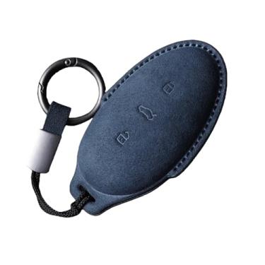 Imagem de Luxo macio camurça caso chave do carro escudo compatível com subindo r7 f7 er6 pro versão preto verde saco à prova de choque acessórios fashoin(Blue-1)