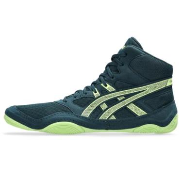 Imagem de ASICS Tênis de luta livre masculino Snapdown 4, Azul-petróleo tranquilo/amarelo lúcido, 46