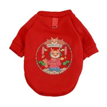 Imagem de Casaco Dragon Cats com fivela de tração para cães fantasia de poliéster cães quentes de inverno com capuz criativo chinês (M-B)