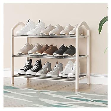 Imagem de Sapateira organizadora de sapatos simples empilhável de três camadas expansível e ajustável organizador de sapatos rack de armazenamento branco preto sapateira (cor: preto) (tamanho único branco)