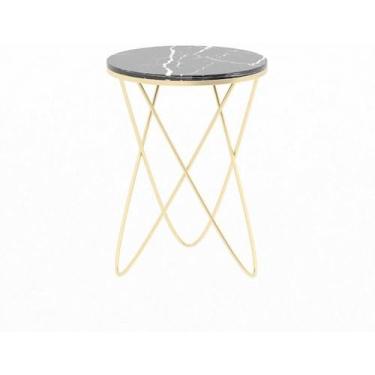 Imagem de Mesa lateral de mármore simples personalizada mesa de canto nórdica sala de estar pequena mesa de centro mesa de cabeceira sofá mesa de ferro mini