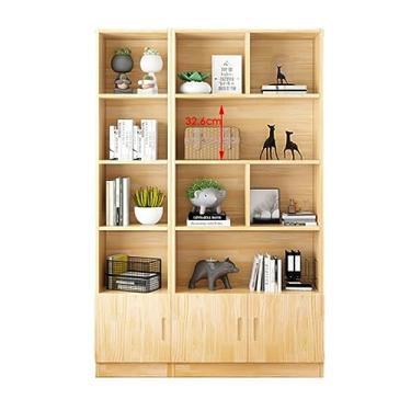 Imagem de Estante de madeira maciça, unidade de parede integrada de pinho original, armário de exibição de canto de 24 cm, estante independente (cor: (24 + 80 + 24) x 24 x 180 cm com porta) (40 + 80) x 24 x 180