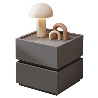 Imagem de Mesa de cabeceira grande estilo nórdico espaço espaçoso mesa de cabeceira de madeira com 2 gavetas prateleira de gaveta para quarto de cabeceira