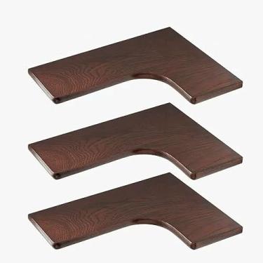 Imagem de Prateleiras flutuantes de canto de madeira maciça montadas na parede, conjunto de 3, prateleiras de parede de armazenamento de madeira em forma de L para sala de estar, quarto, escritório, banheiro