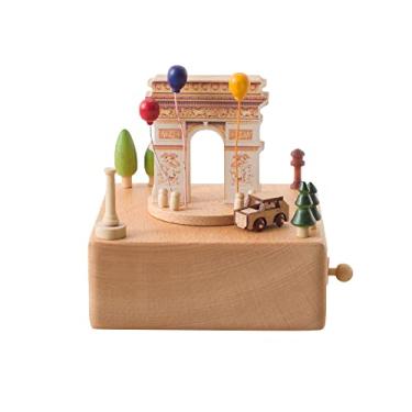 Imagem de Acofuns Caixa de música de madeira clássica brinquedos para presente de aniversário de dia dos namorados, presente de viagem, torre inclinada de Pisa com carro pequeno e em movimento - toca a música Canon