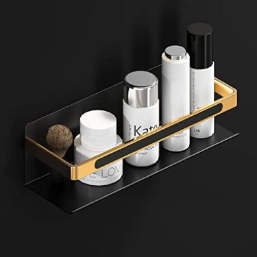 Imagem de HHHJQFAAT Toalheiro de alta qualidade dourado preto, prateleira dobrável para banheiro, barra de toalha, suporte de papel higiênico, ganchos de roupão, kit de acessórios de banheiro para banheiro (cor