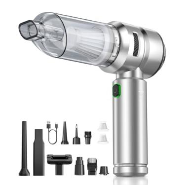 Imagem de VNOST Aspirador de carro, 3 modos de sucção, mini limpador portátil sem fio com potência de sucção de 24.000 pa, carregamento tipo C, aspirador portátil para casa, carro, presentes de aniversário para