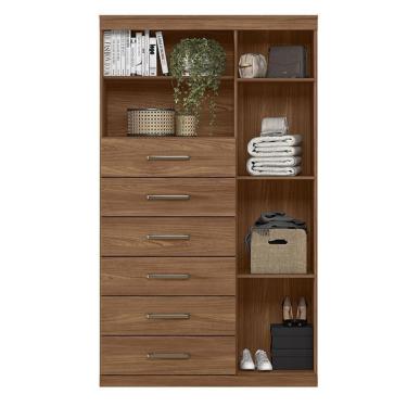 Imagem de Comoda 1 porta 6 gavetas Marabá Jatobá Acetinado - Santos Andirá