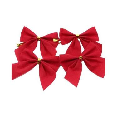 Imagem de Mini Árvore De Natal Vermelha Com Laço 12 24 36 Peças Decoração De Nat