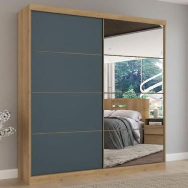 Imagem de Guarda-roupa Casal 2 Portas 6 Gavetas 100% MDF com Espelho 222cm X 230