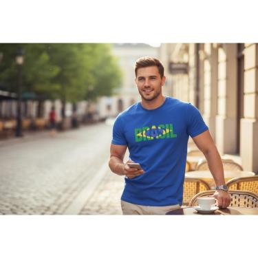Imagem de Camiseta Casual Masculina Estampada Brasil Copa 2026 Malha Algodão do P ao G1-Masculino