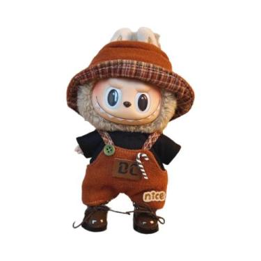 Imagem de 17cm mini boneca labubu brinquedo de algodão de pelúcia diy vestir rou