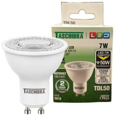 Imagem de Kit 10 Lampada Led Dicroica MR16 TDL50 GU10 7W Luz Neutra 4000K - TASC