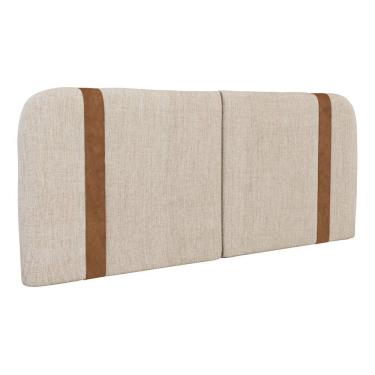 Imagem de Cabeceira Painel Orgânico Cama Box King Size Flay 195cm Dobrável Linho Bege - Abmaza