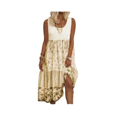 Imagem de Vestido Midi Floral De Verão plus Size Para Mulheres, Sem Mangas, Esti