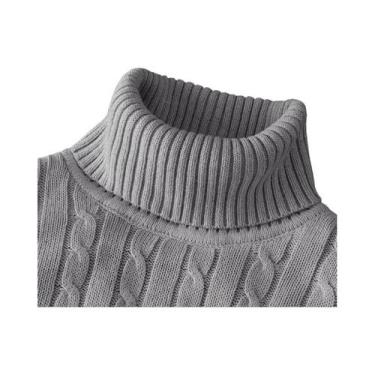 Imagem de Suéter Masculino De Gola Alta Em Tricô Quente Casual De Lã Pulôver Par