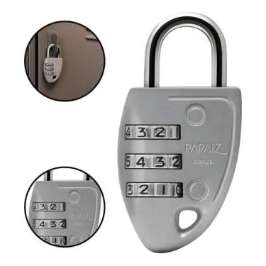 Imagem de Cadeado Segredo CS23 Cinza Papaiz Bolsa Mala Armário Mochila
