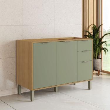Imagem de Balcão de Cozinha para Pia 120 Cm Colors 3 Portas 2 Gavetas 100% Mdf Freijó/Alecrim - K...