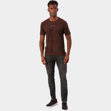 Imagem de Camiseta Calvin Klein Casual Masculina, Marrom, M