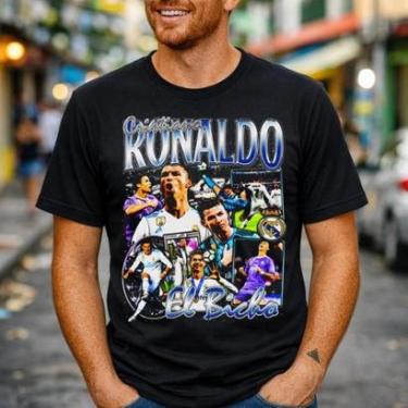 Imagem de Camiseta Masculina Estampa Cristiano Ronaldo CR7 Algodão 30.1 Premium Casual Masculina...