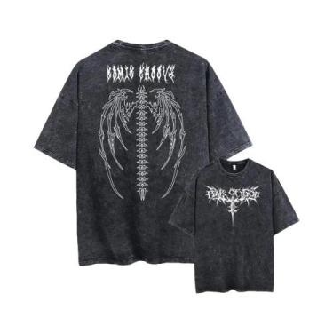 Imagem de Camiseta Vintage Oversized Para Homens, T-Shirt De Algodão Pesado Com 