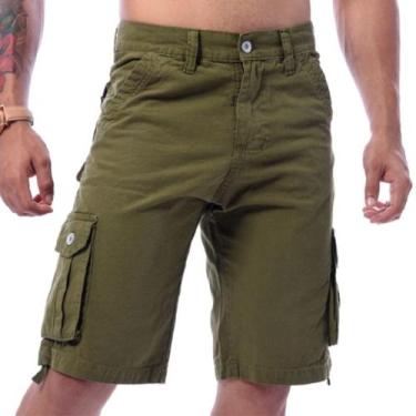 Imagem de Bermuda Masculina Cargo Verde Lisa Premium Com 6 Bolsos - Icari, 46