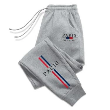 Imagem de Calças De Moletom Masculinas Casuais Com Estampa Paris, Moda Urbana Es