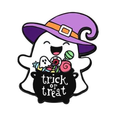 Imagem de Broche De Lapela De Desenho Animado De Halloween Com Gato Fantasma, Ab