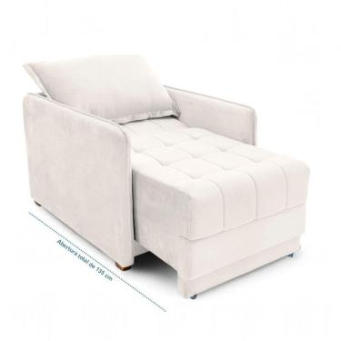 Imagem de Poltrona Cama Reclinável Viena Veludo com Assento Retrátil Bege Claro Loja Sheep