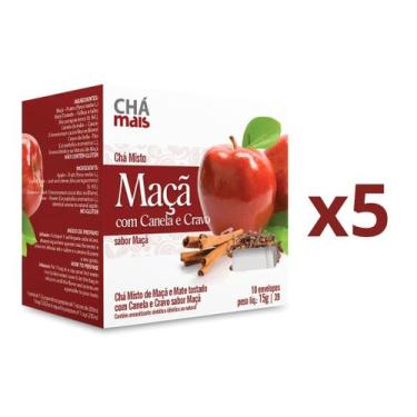 Imagem de Chá de Maçã Cravo e Canela Kit com 5 Caixas de 10 Sachês cada - Chá Ma