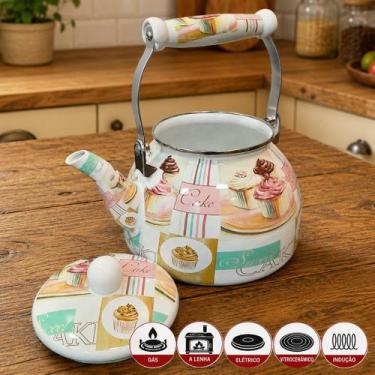 Imagem de Chaleira Charm Cake Esmaltada Para Todos Fogões Vintage 2,5L - Genéric