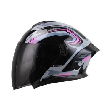 Imagem de Capacete Retro Unissex Leve Para Motocicleta Com Dupla Lente E Visor S