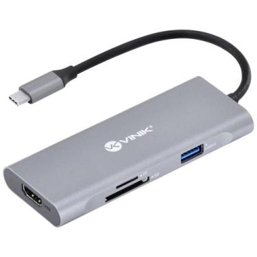 Imagem de Hub Usb Tipo-c 7 Em 1 C/ 3x Usb 3.0 + Leitor De Cartão Sd/tf + Hdmi + 