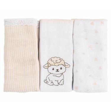 Imagem de Fralda Luxo Estampada/ Lisa com Bordado 68cm x 70cm - Bublim Ninho, Ov