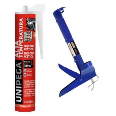 Imagem de Kit Silicone Alta Temperatura 280mlvermelho 300c + Aplicador - Unipega