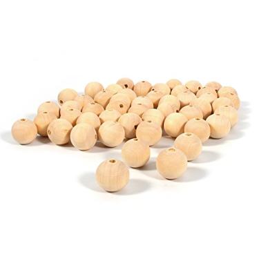 Imagem de Bolas de madeira, 20 mm de diâmetro da miçanga 5 mm de diâmetro do furo contas de madeira sem manchas para decoração de arte