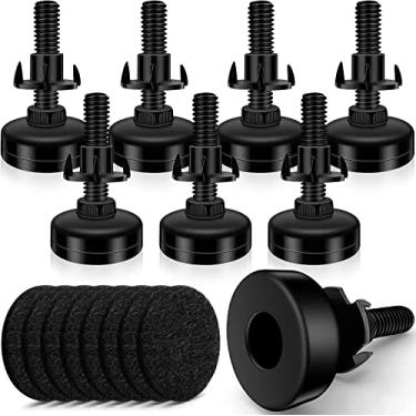 Imagem de Pés de nivelamento de móveis ajustáveis, niveladores de pernas ajustáveis para armários, mesas de sofá, cadeiras elevador, ajustador de altura resistente, pés niveladores de móveis com kit de porca em T 3/8?, preto (8 peças)