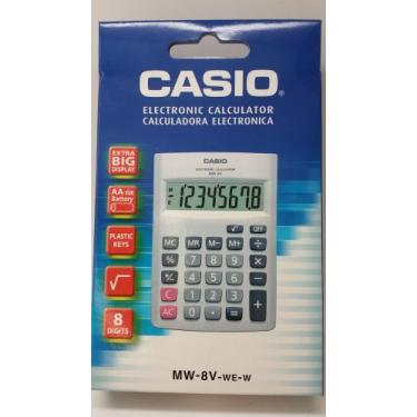 Imagem de Calculadora de mesa eletrônica Casio MW-8V-WE-W com tela extra grande de 8 dígitos