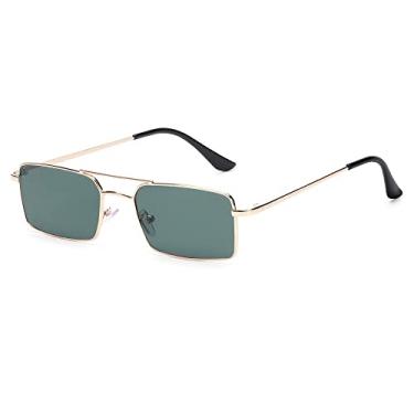 Imagem de Óculos de sol sem aro retangulares da moda, óculos vintage quadrados, design de luxo, armação retrô, unissex, óculos gradientes, óculos UV400, C9, A