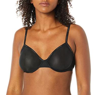 Imagem de Calvin Klein Sutiã feminino Sheer Marquisette sem forro Demi, Preto, 30D