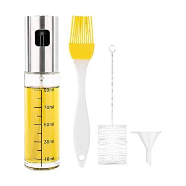 Imagem de Tingpai 100mL Pulverizador de Azeite Mister Gar fa de Sp y Dispen or de Ó Recarregável pa Cozinhar Salada de Chur sco Assar Grelhar Grelhar Gar fa de Sp y de elo Com Escova de Ó de Funil