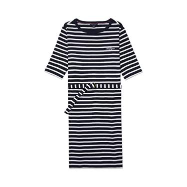 Imagem de Tommy Hilfiger Vestido feminino listrado com cinto, Desert Sky Multi, XX-Large