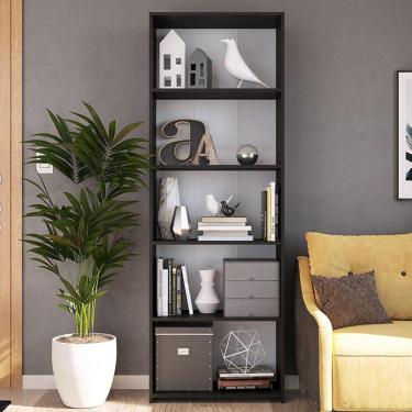 Imagem de Armário Módulo Organizador Livreiro 4 Prateleiras Multiuso Decoração Sala Quarto Funcionale Preto