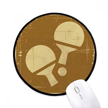 Imagem de Tapete de mouse com estampa de ilustração esportiva de tênis de mesa para escritório tapete redondo para computador