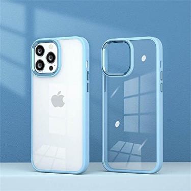 Imagem de Para iPhone 14 13 11 12 Pro Max Mini Case Acrílico Transparente Silicone Shell Metal Button Para iphone SE2020 X XR XS MAX 7 8 Plus, Cinza Azul, para iPhone 7 ou 8 ou SE2