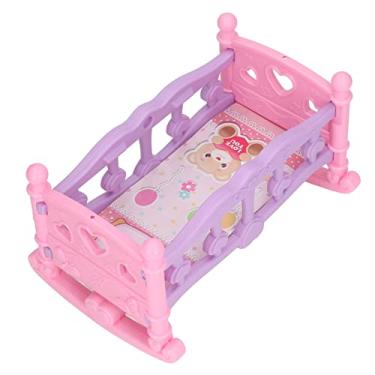 Imagem de Berço para Casa de Bonecas, Móveis Faça você Mesmo Mini Berço para Bonecas, Acessórios para Brinquedos, Escala 1:12 para Sala de Estar Infantil