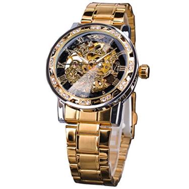 Imagem de Relógio masculino transparente de pulso mecânico com mostrador de esqueleto luxuoso da marca Winner